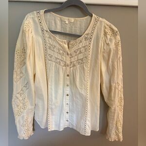 Loveshack fancy butter yellow button blouse